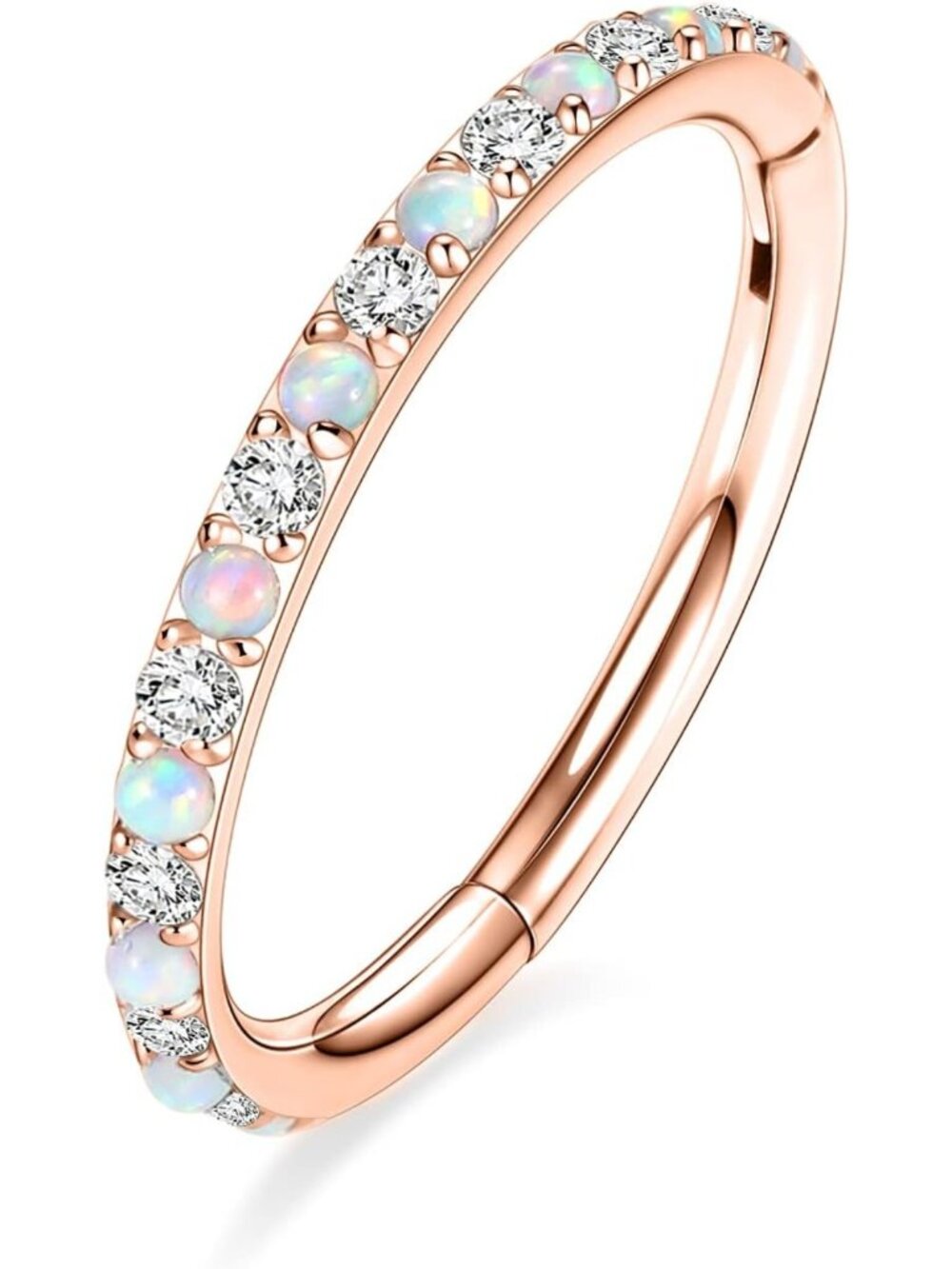 Stylish Cartilage Earrings & Nose Rings - Surgical Steel Hoops with Opal CZ
